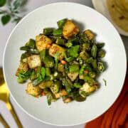 bhindi aloo served on a plate