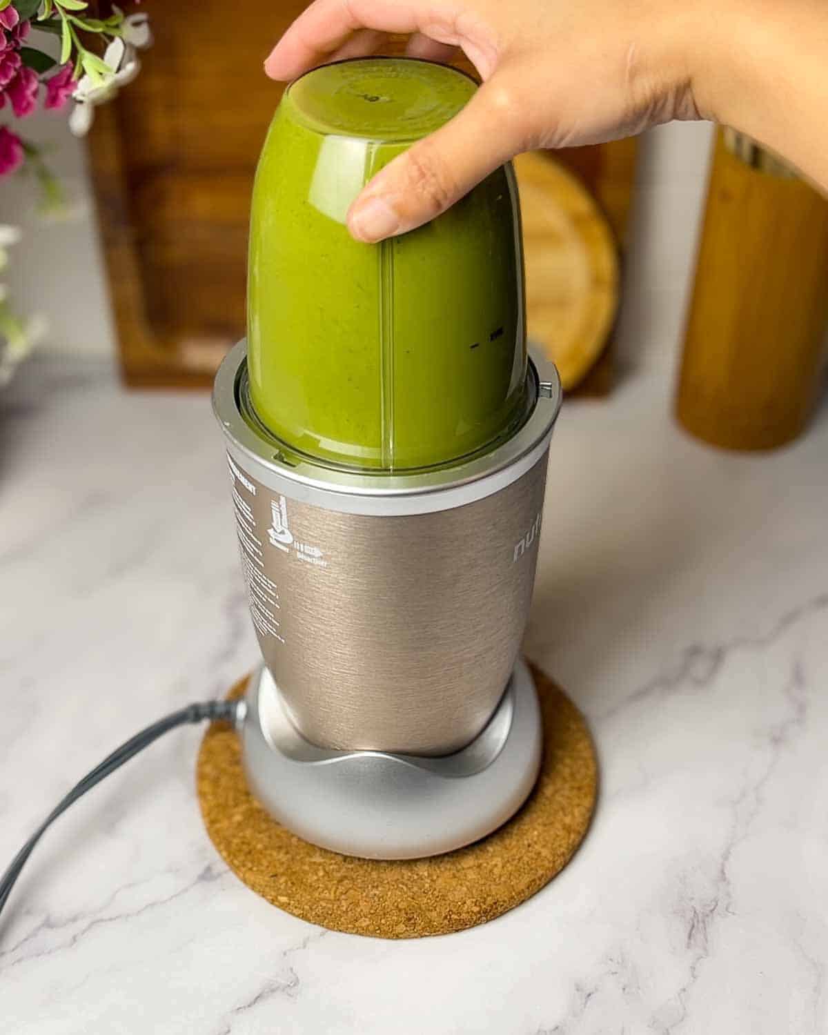 pureeing chutney ingredients in a high speed blender