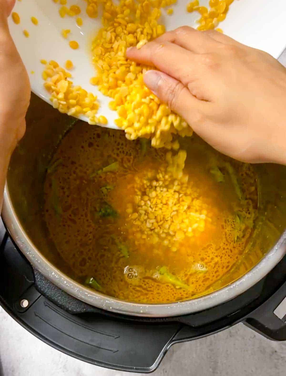 adding daal to the instant pot