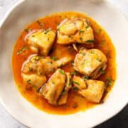 chicken shorba in a white low bowl