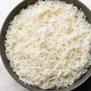 perfectly cooked white basmati rice on a plate