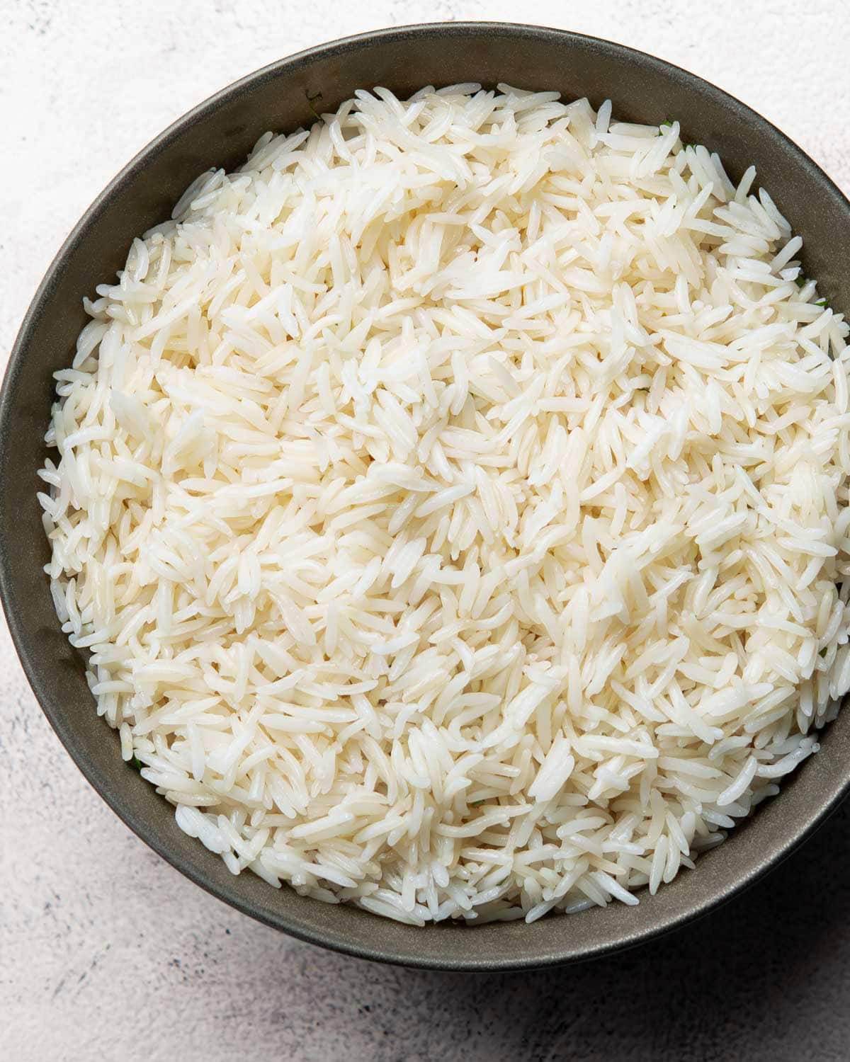 cooked white basmati rice served on a plate