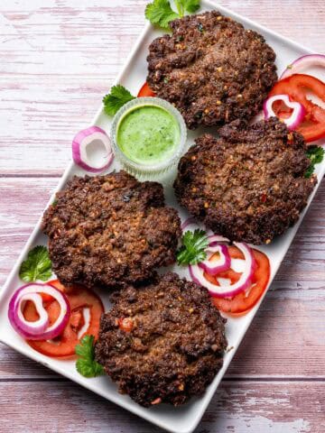 chapli kababs served on a platter