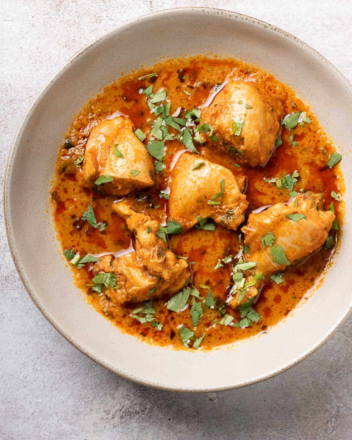 chicken curry in a deep plate