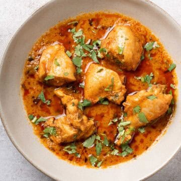 chicken curry in a deep plate