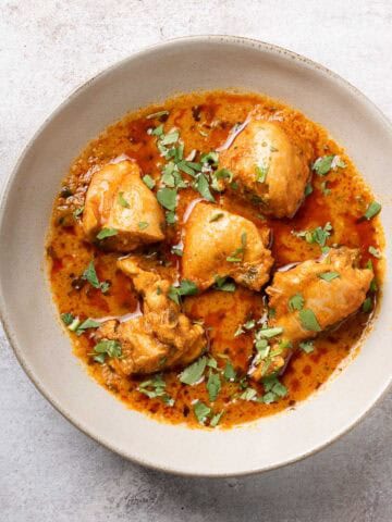 chicken curry in a deep plate